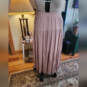 Khaki - Not Pink! Asymmetrical Tiered Plus Size Skirt